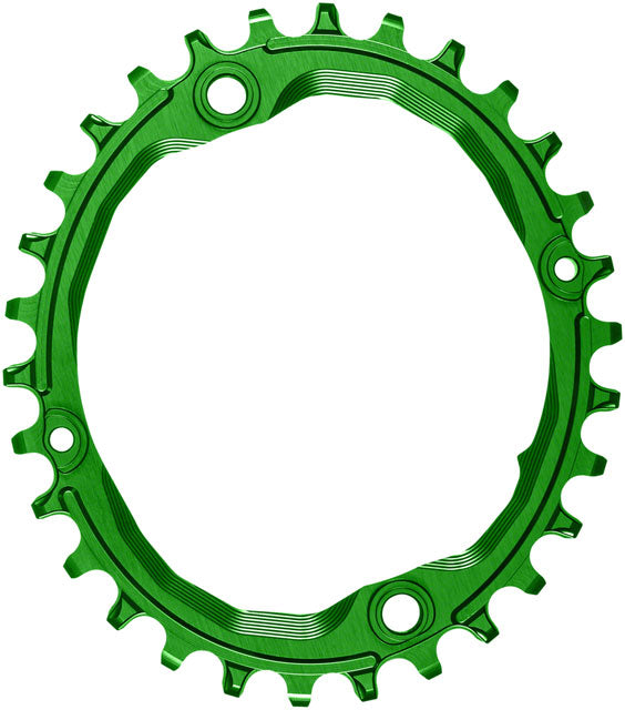 absoluteBLACK Oval 104 BCD Chainring - 30t, 104 BCD, 4-Bolt, Narrow-Wide, Green