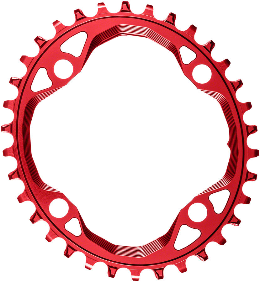 absoluteBLACK Oval 104 BCD Chainring - 34t, 104 BCD, 4-Bolt, Narrow-Wide, Red