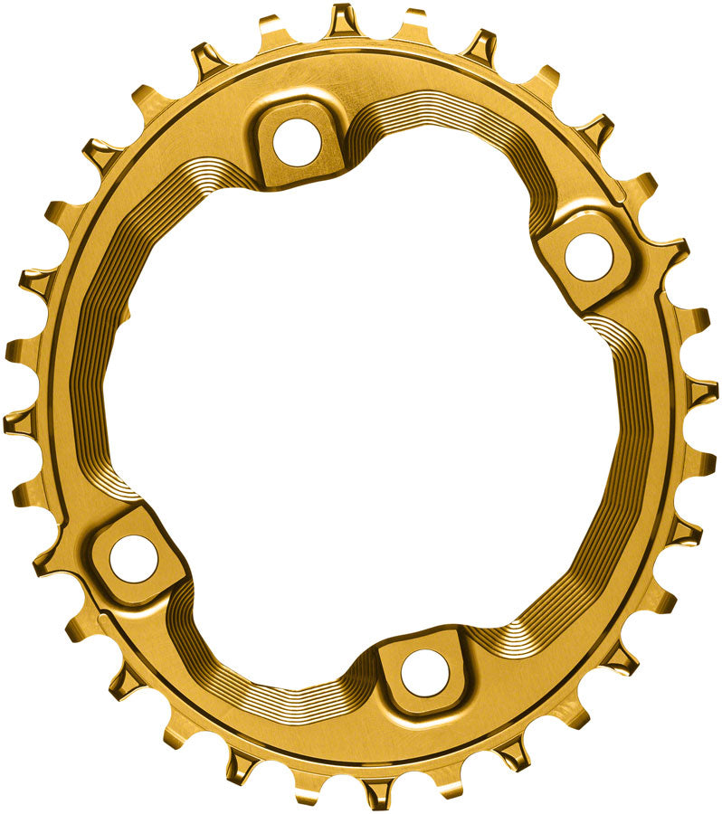 absoluteBLACK Oval 96 BCD Chainring for Shimano XT M8000 - 30t, 96 Shimano Asymmetric BCD, 4-Bolt, Narrow-Wide, Gold