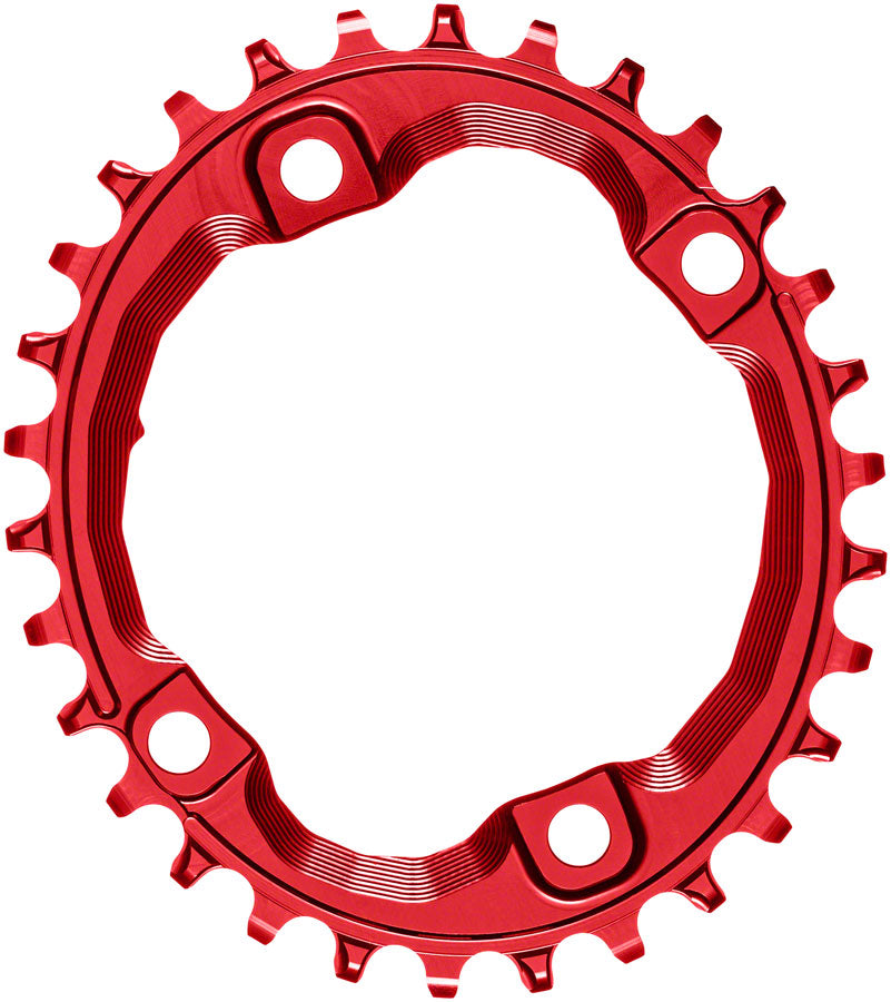absoluteBLACK Oval 96 BCD Chainring for Shimano XT M8000 - 30t, 96 Shimano Asymmetric BCD, 4-Bolt, Narrow-Wide, Red
