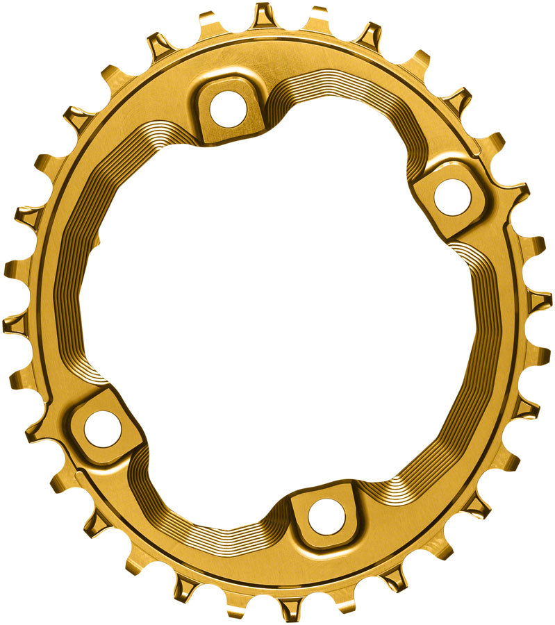 absoluteBLACK Oval 96 BCD Chainring for Shimano XT M8000 - 32t, 96 Shimano Asymmetric BCD, 4-Bolt, Narrow-Wide, Gold