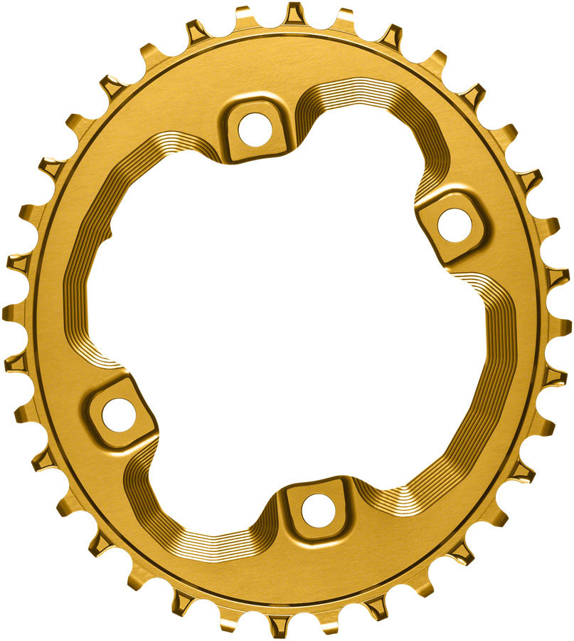 absoluteBLACK Oval 96 BCD Chainring for Shimano XT M8000 - 34t, 96 Shimano Asymmetric BCD, 4-Bolt, Narrow-Wide, Gold