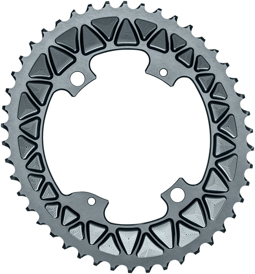 absoluteBLACK Premium Sub-Compact Oval 110 BCD Road Outer Chainring - 46t, 110 Shimano Asymmetric BCD, 4-Bolt, Gray