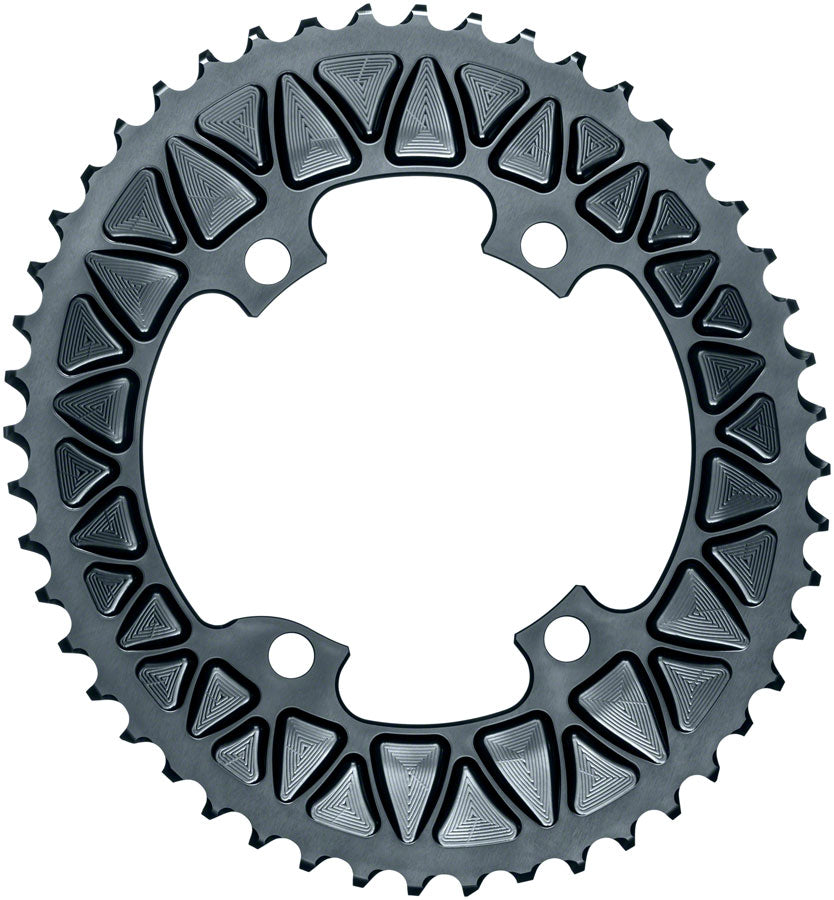 absoluteBLACK Premium Sub-Compact Oval 110 BCD Road Outer Chainring - 48t, 110 Shimano Asymmetric BCD, 4-Bolt, Gray