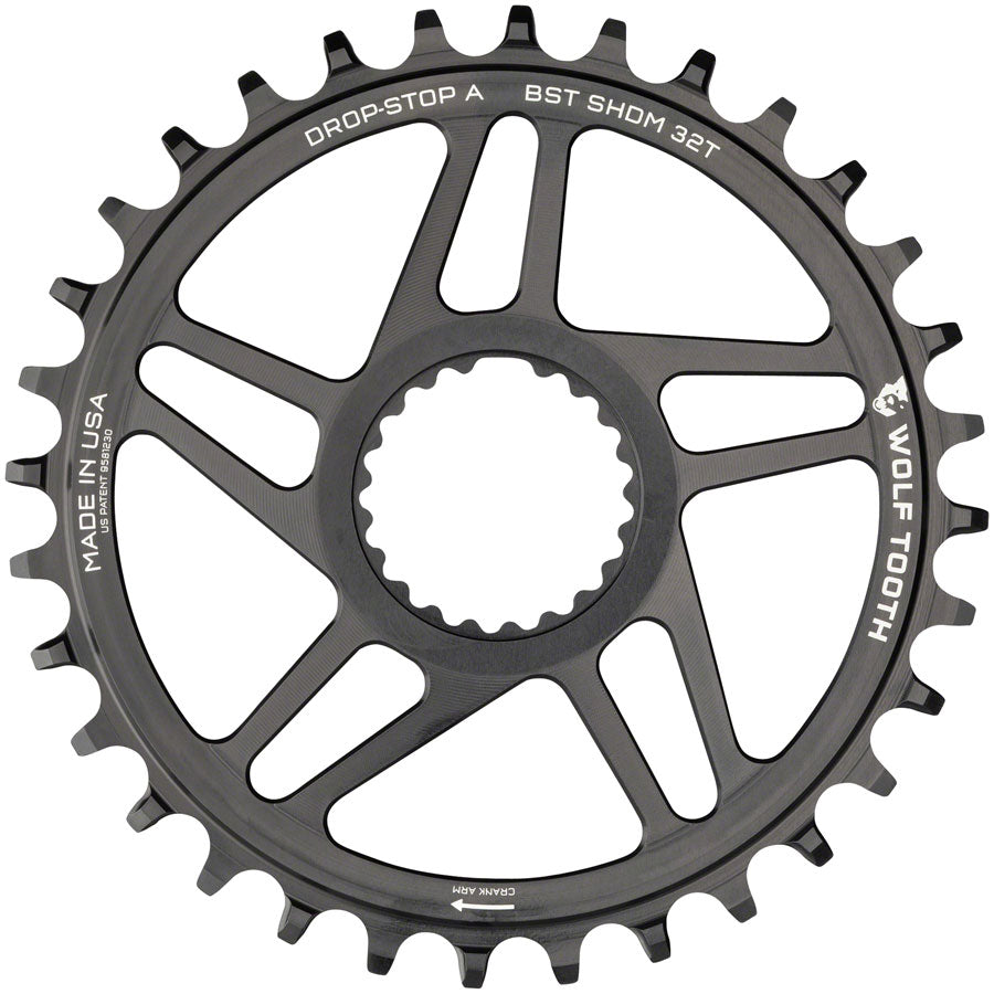 Wolf Tooth Direct Mount Chainring - 32t, Shimano Direct Mount, Drop Stop A, Boost, 3mm Offset, Black