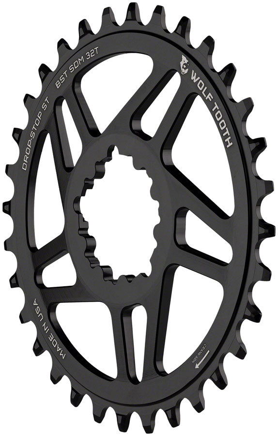 Wolf Tooth Direct Mount Chainring - 34t, SRAM Direct Mount, For SRAM 3-Bolt Boost, Requires 12-Speed Hyperglide+ Chain, Black