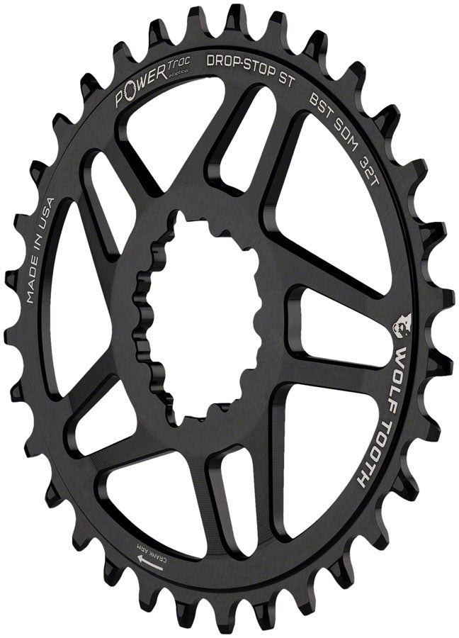 Wolf Tooth Direct Mount Chainring - 32t, SRAM Direct Mount, For SRAM 3-Bolt Boost, Requires 12-Speed Hyperglide+ Chain, Black