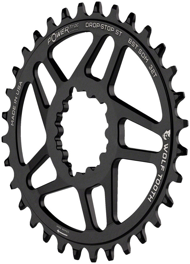 Wolf Tooth Direct Mount Chainring - 30t, SRAM Direct Mount, For SRAM 3-Bolt Boost, Requires 12-Speed Hyperglide+ Chain, Black