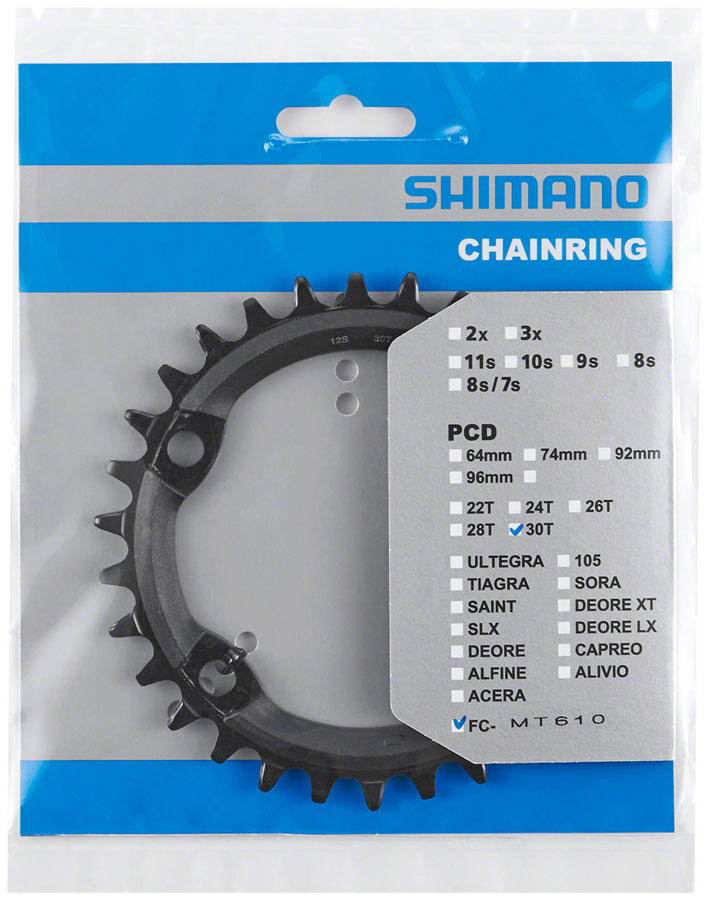 Shimano FC-MT610 Chainring - 30t 12-Speed Asymmetric 96 BCD Black