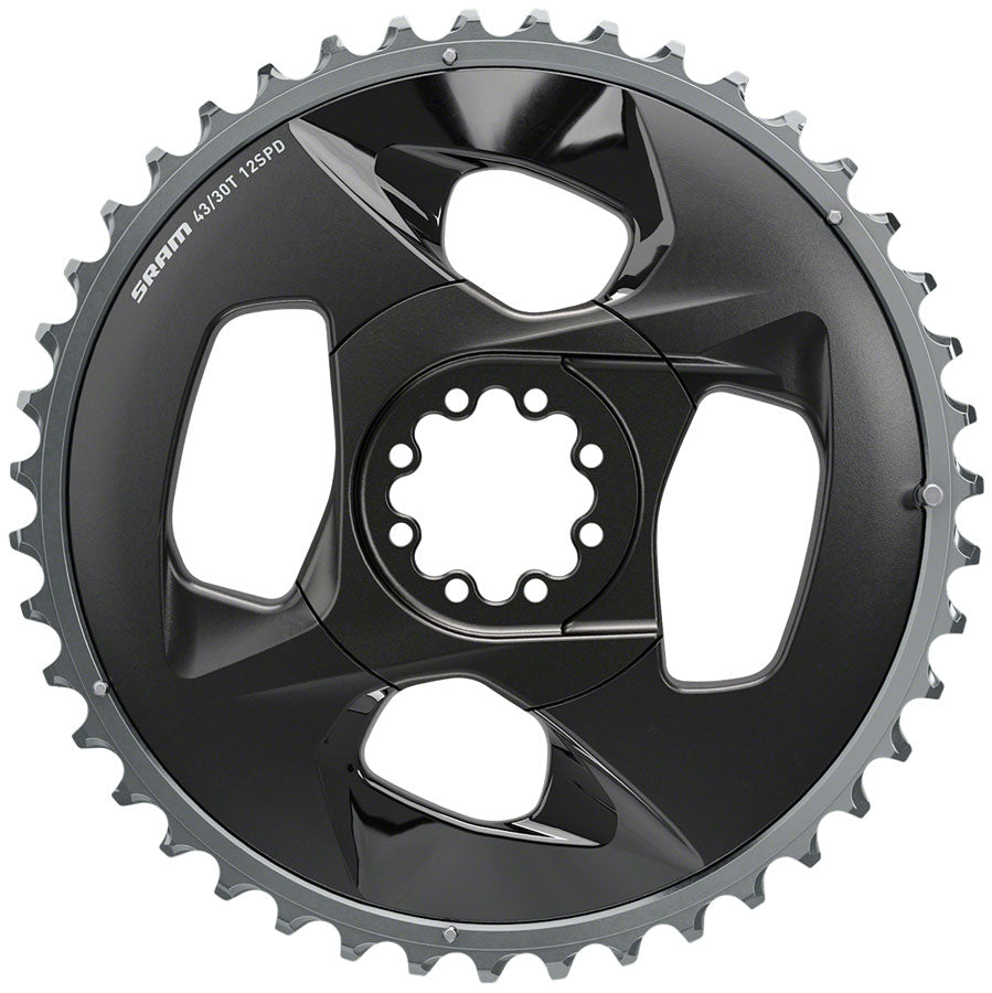 SRAM Force Wide 2x12-Speed Outer Chainring - 43t, 94 BCD, 4-Bolt, Polar Grey, For use with 30t Inner