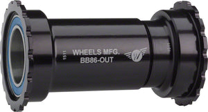 Wheels Manufacturing BB86/92 Shimano Bottom Bracket with ABEC-3 Bearings Black Cups - Threaded