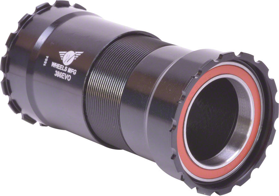 Wheels Manufacturing 386 EVO Bottom Bracket with Angular Contact Bearings, Black Cups
