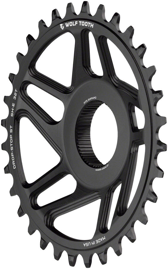 Wolf Tooth Shimano EP-8 Direct Mount Chainring - Drop-Stop ST, 34T, Black