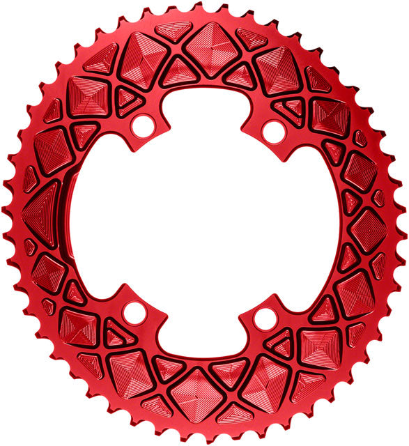 absoluteBLACK Premium Oval 110 BCD Road Outer Chainring for Shimano Dura-Ace 9000 - 50t, 110 Shimano Asymmetric BCD, 4-Bolt, Red