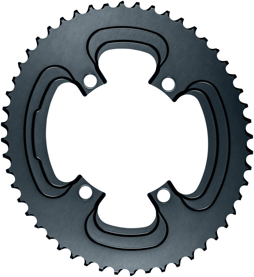 absoluteBLACK Silver Series Oval 110 BCD Outer Chainring - 50t, 110 Shimano Asymmetric BCD, 4-Bolt, Gray