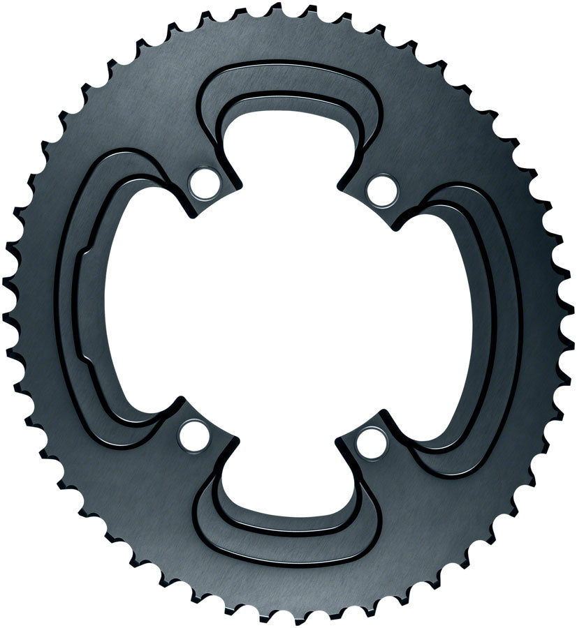 absoluteBLACK Silver Series Oval 110 BCD Outer Chainring - 52t, 110 Shimano Asymmetric BCD, 4-Bolt, Gray