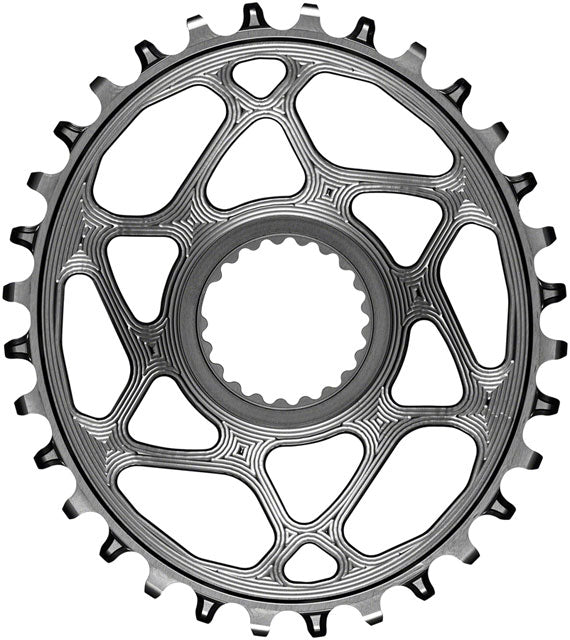 absoluteBLACK Oval Direct Mount Chainring - 32t, Shimano Direct Mount, 3mm Offset, Requires Hyperglide+ Chain, Gray