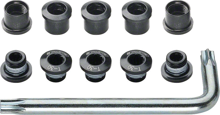 Full Speed Ahead Torx T-30 Alloy Double Chainring Nut/Bolt Set with tool: Black