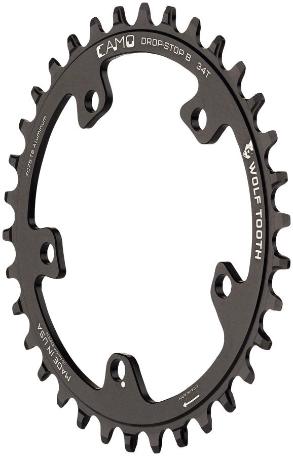 Wolf Tooth CAMO Aluminum Chainring - 34t, Wolf Tooth CAMO Mount, Drop-Stop B, Black