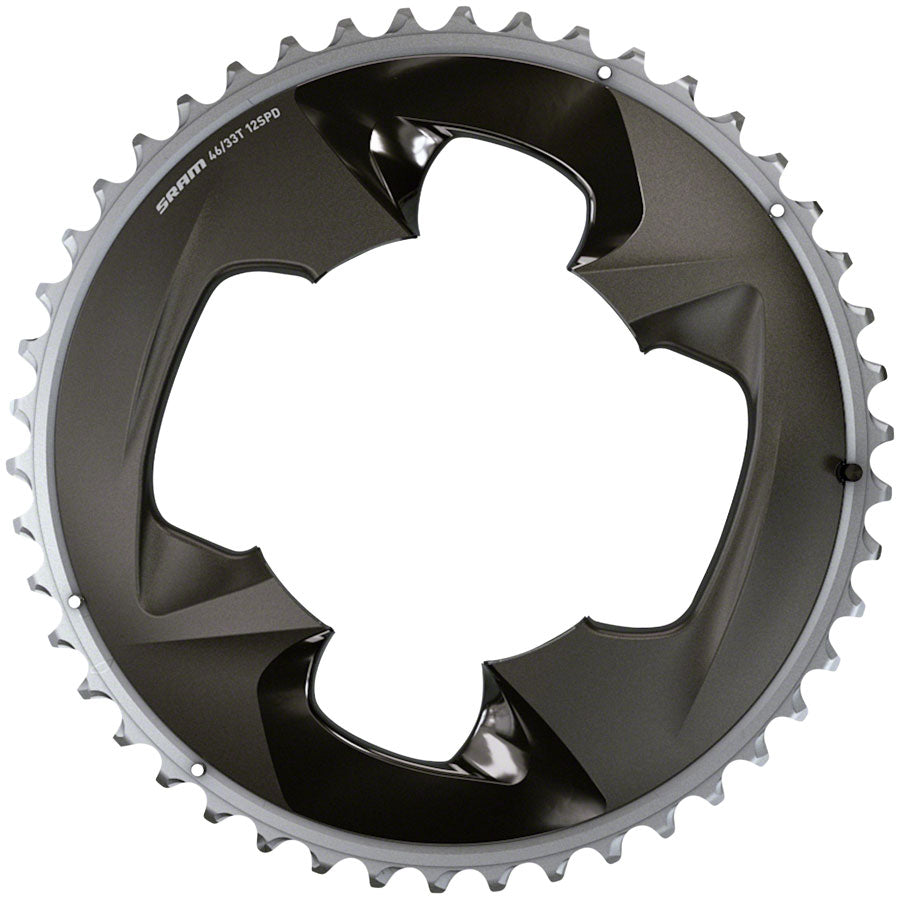SRAM Force 2x12-Speed Outer Chainring - 46t, 107 BCD, 4-Bolt, Polar Grey, For use with 33t Inner