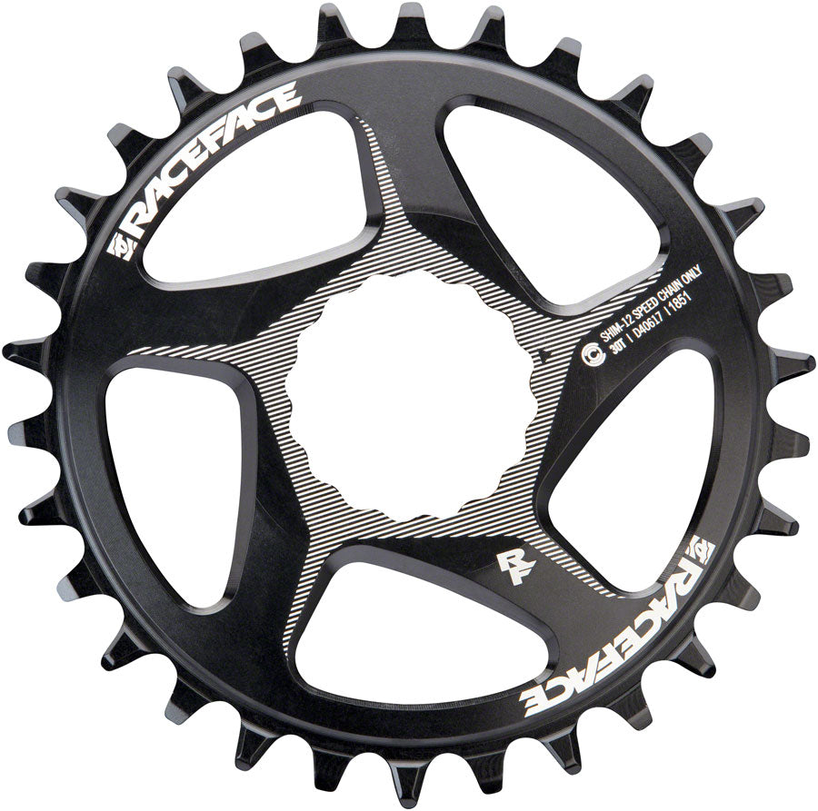 RaceFace Narrow Wide Direct Mount CINCH Aluminum Chainring - for Shimano 12-Speed, requires Hyperglide+ compatible chain, 30t, Black
