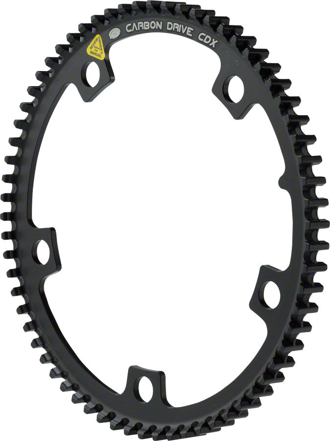 Gates Carbon Drive CDX CenterTrack Front Belt Drive Ring - 66t, 5-Bolt, 130mm BCD, Black, For Tandems