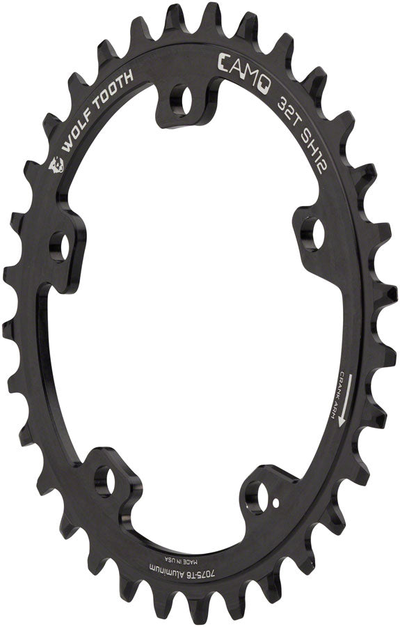 Wolf Tooth CAMO Aluminum Chainring - 30t, Wolf Tooth CAMO Mount, Requires 12-Speed Hyperglide+ Chain, Black