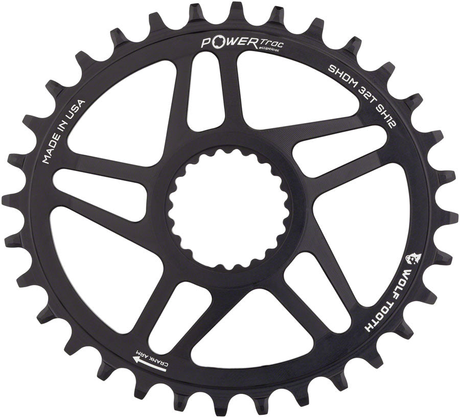 Wolf Tooth Elliptical Direct Mount Chainring - 34t, Shimano Direct Mount, Boost, 3mm Offset, Requires 12-Speed Hyperglide+ Chain, Black