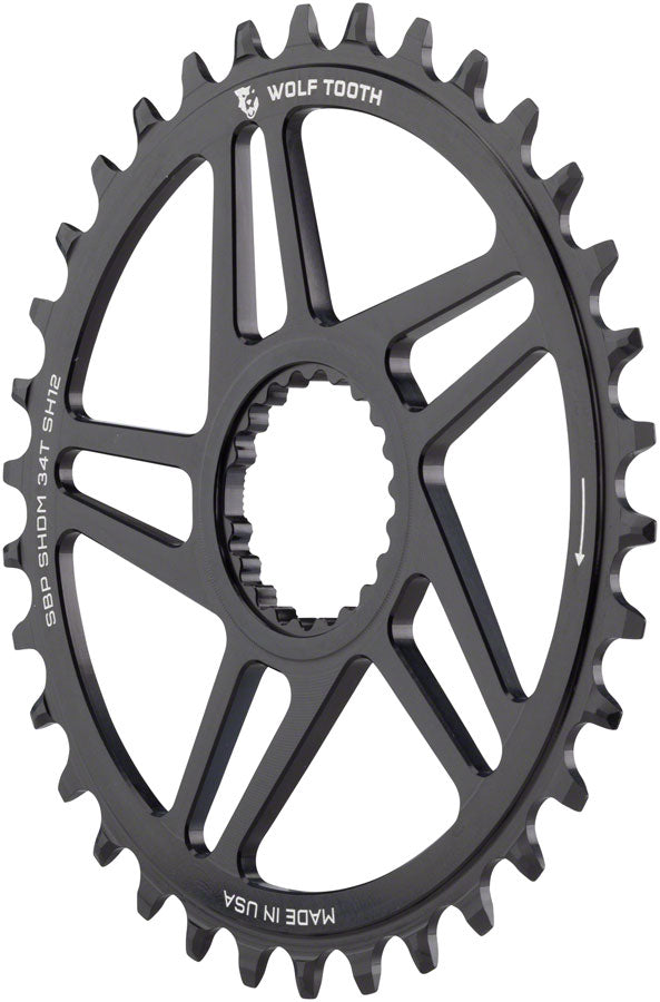 Wolf Tooth Direct Mount Chainring - 34t, Shimano Direct Mount, For Super Boost+ Cranks, Requires 12-Speed Hyperglide+ Chain, Black