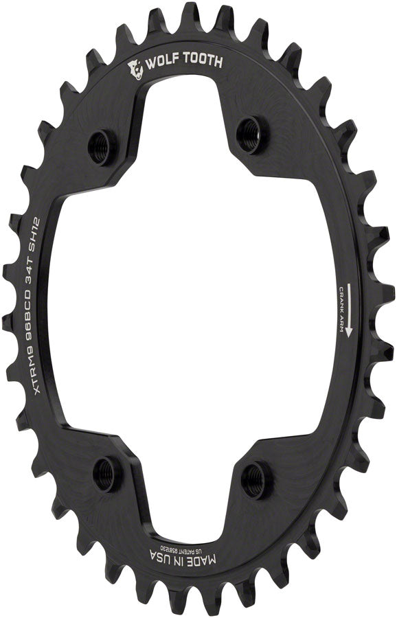 Wolf Tooth 96 BCD Chainring - 32t, 96 Asymmetric BCD, 4-Bolt, For Shimano Cranks, Use 12-Speed Hyperglide+ Chain, Black