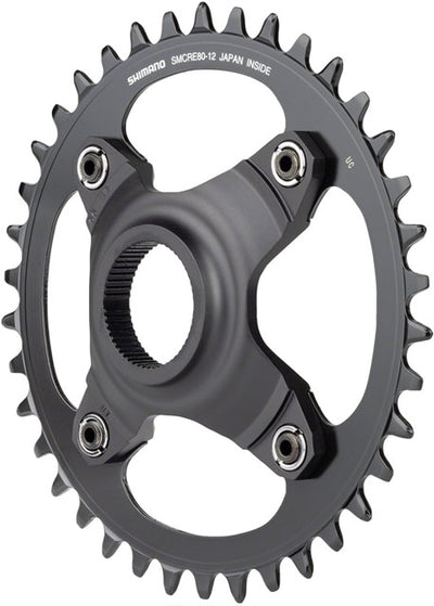 Shimano STEPS SM-CRE80-12-B Chainring - 38T Without Chainguard, 55mm Chainline, Black