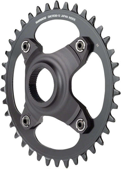 Shimano STEPS SM-CRE80-12-B Chainring - 38T Without Chainguard, 55mm Chainline, Black-0
