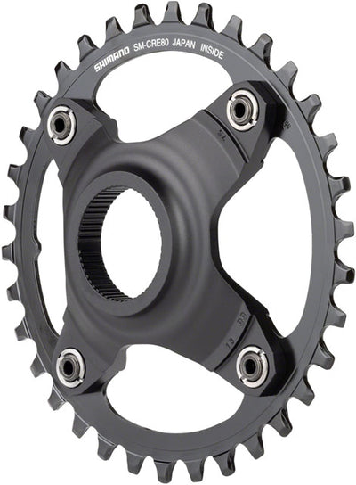 Shimano STEPS SM-CRE80-B Chainring - 34T Without Chainguard, 55mm Chainline, Black