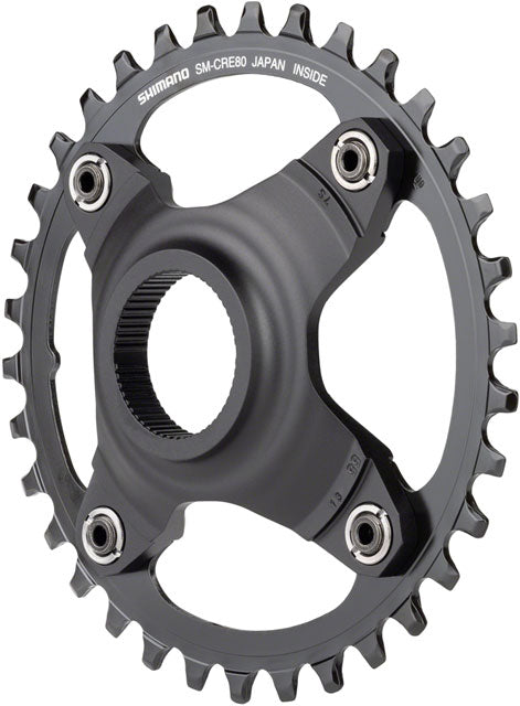 Shimano STEPS SM-CRE80-B Chainring - 34T Without Chainguard, 55mm Chainline, Black-0