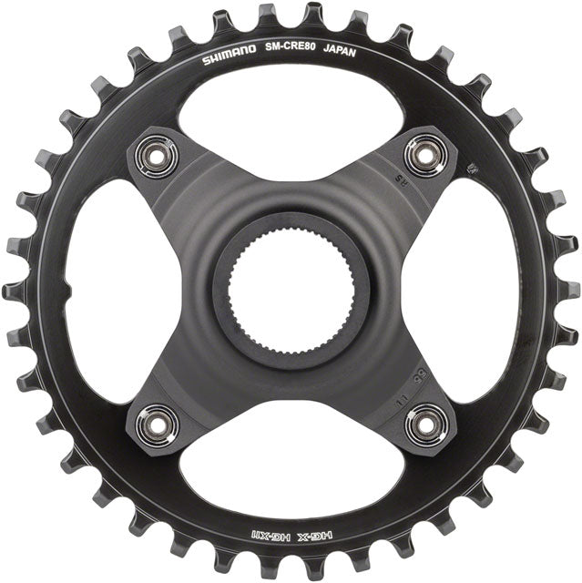 Shimano STEPS SM-CRE80-B Chainring - 38T Without Chainguard, 55mm Chainline, Black-1