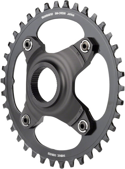 Shimano STEPS SM-CRE80-B Chainring - 38T Without Chainguard, 55mm Chainline, Black