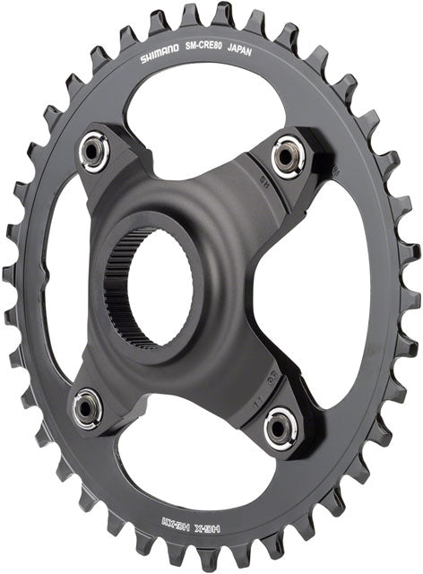 Shimano STEPS SM-CRE80-B Chainring - 38T Without Chainguard, 55mm Chainline, Black-0
