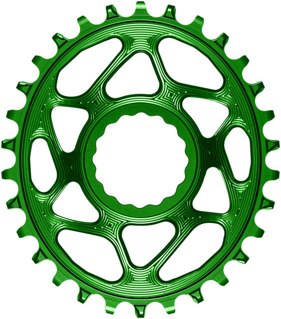 absoluteBLACK Oval Narrow-Wide Direct Mount Chainring - 28t, CINCH Direct Mount, 3mm Offset, Green