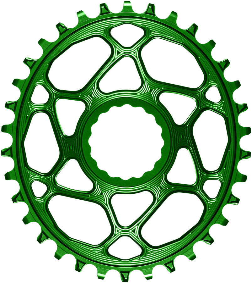 absoluteBLACK Oval Narrow-Wide Direct Mount Chainring - 34t, CINCH Direct Mount, 3mm Offset, Green