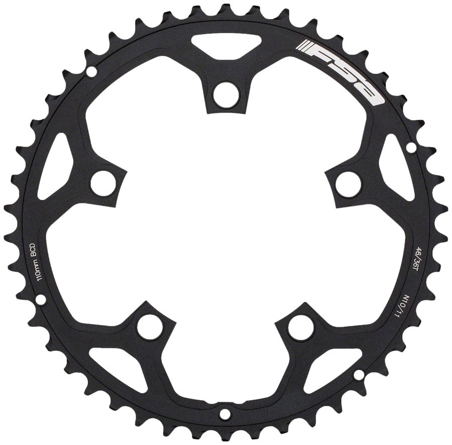 Full Speed Ahead Tempo Pro Road Chainring - 46t, 110mm BCD, 5-Bolt, Steel, 8/9/10/11-Speed, Black