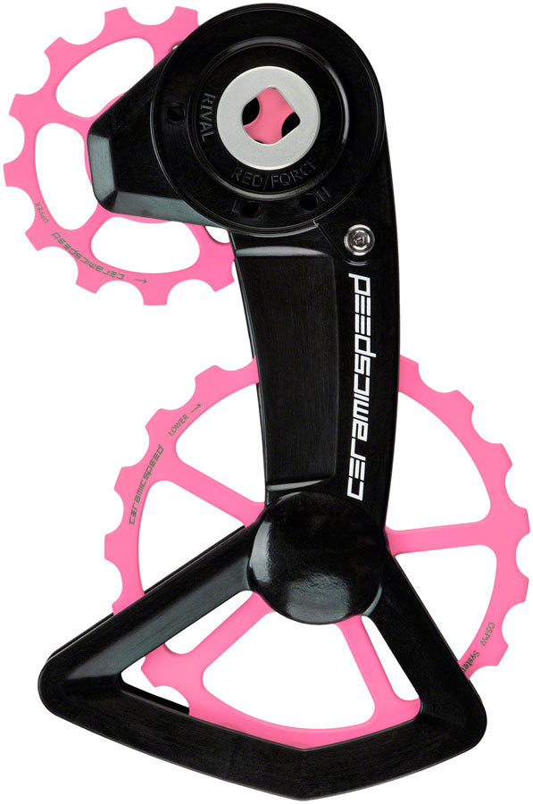 CeramicSpeed OSPW X Pulley Wheel System for SRAM AXS XPLR - Coated Races, Alloy Pulley, Carbon Cage, Pink Cerakote