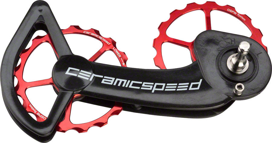 CeramicSpeed OSPW Pulley Wheel System for SRAM eTap - Coated Races, Alloy Pulley, Carbon Cage, Red