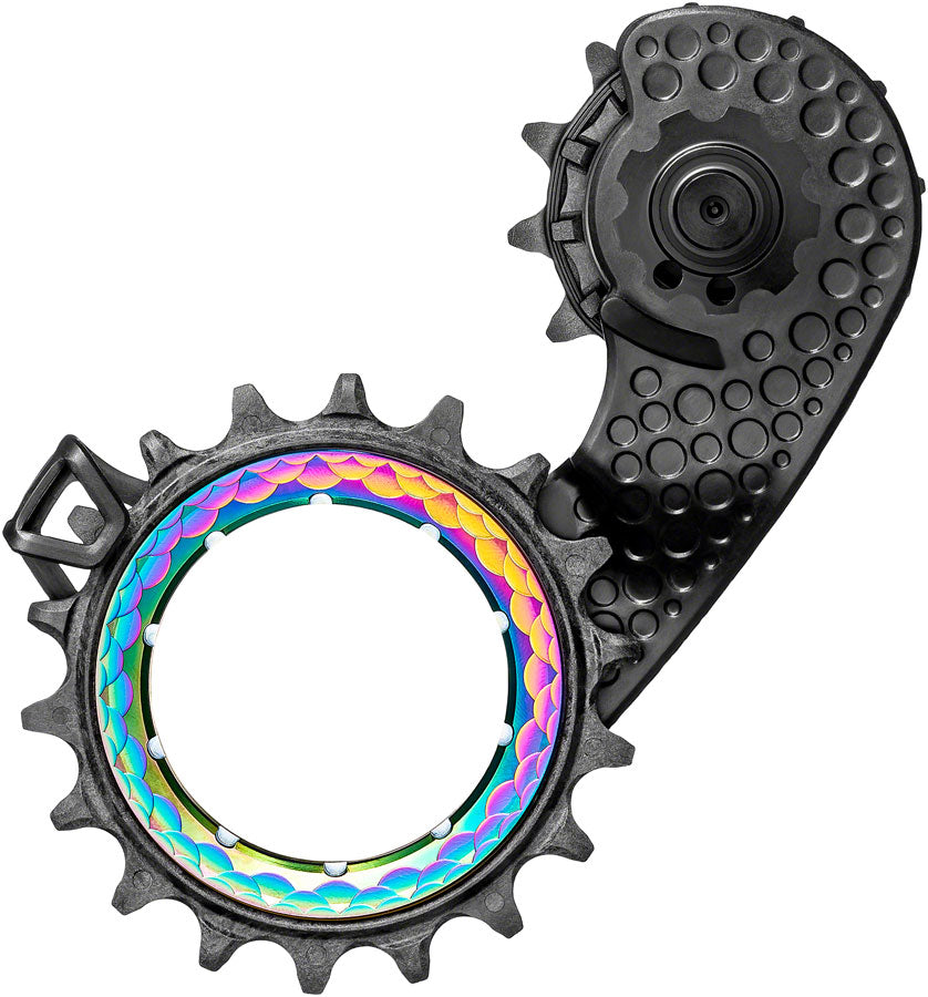 absoluteBLACK HOLLOWcage Oversized Derailleur Pulley Cage - For Shimano Ultegra 8150, Full Ceramic Bearings, Carbon Cage, PVD Rainbow