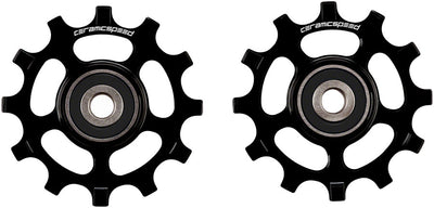 CeramicSpeed Pulley Wheels for SRAM AXS Road 12-Speed - 12 Tooth, Coated Races, Alloy, Black