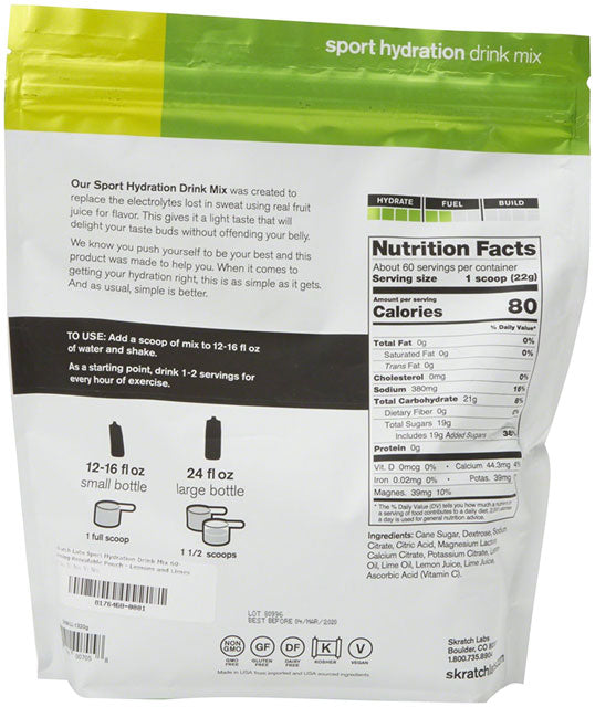 Skratch Labs Sport Hydration Drink Mix: Lemons and Limes, 60-Serving Resealable Pouch