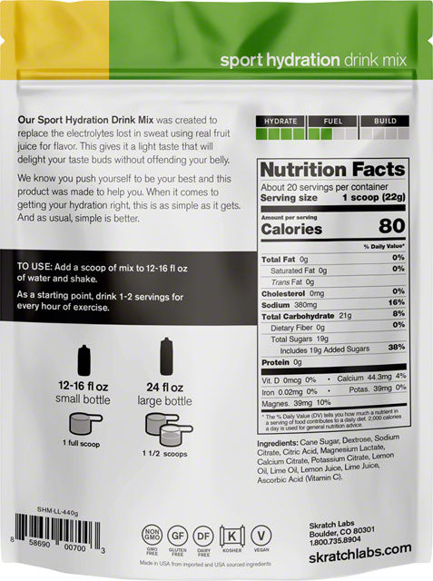 Skratch Labs Sport Hydration Drink Mix: Lemons and Limes, 20-Serving Resealable Pouch