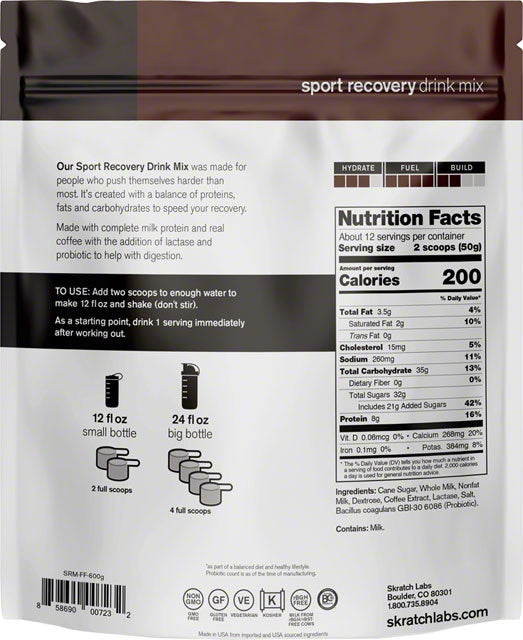 Skratch Labs Sport Recovery Drink Mix: Coffee, 12-Serving Resealable Pouch