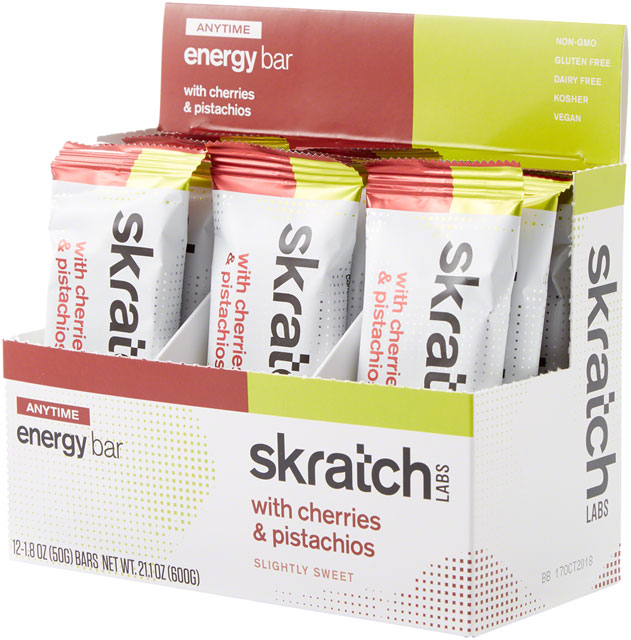 Skratch Labs Anytime Energy Bar: Cherry Pistachio, Box of 12