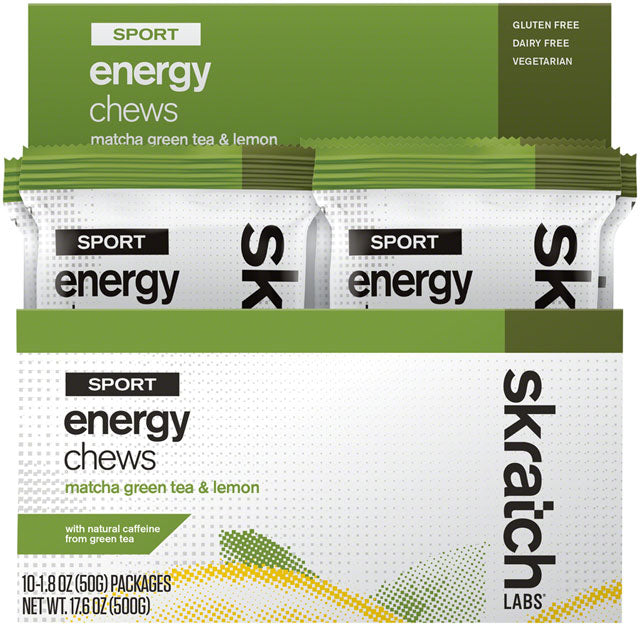 Skratch Labs Sport Energy Chews: Matcha Green Tea and Lemon, Box of 10