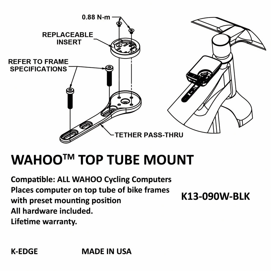 K-EDGE Wahoo Top Tube Mount - Black